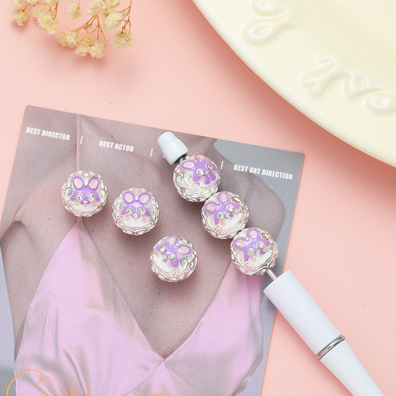 Wholesale Alloy Oil Drip Cat Head Straight Hole Beads